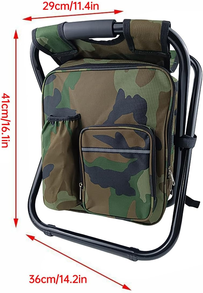 AIMALL Portable Folding Backpack Chair with Cooler Bag, Durable 600D Oxford Fabric, Iron Frame, Waterproof EVA, for Camping, Fishing, Beach - Green image number 5