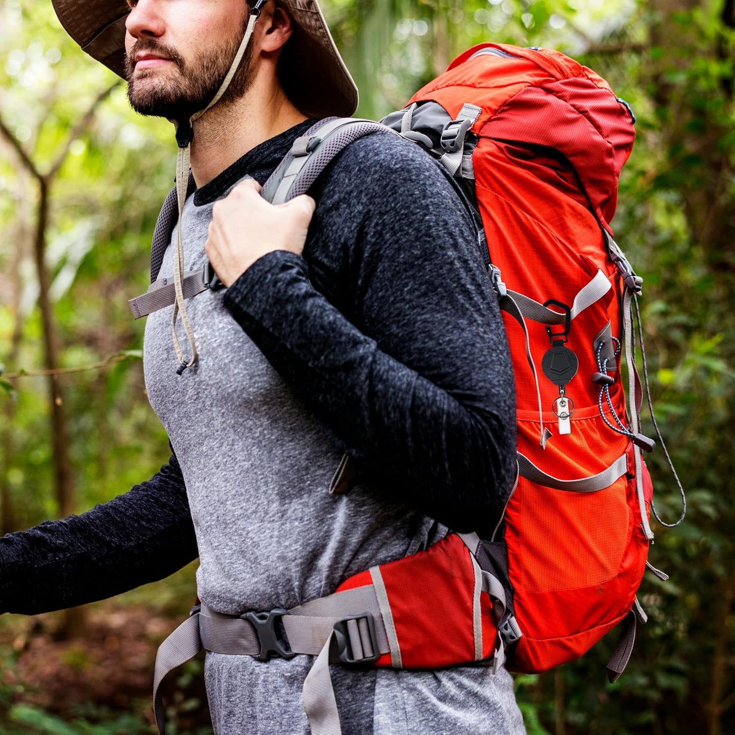 ONEIN Retractable Keychain with Carabiner Clip, Heavy-Duty Badge Reel with Steel Wire Rope, Reinforced ID Holder for Work, Outdoor, and Everyday Use &ndash; Pack of 2 image number 1