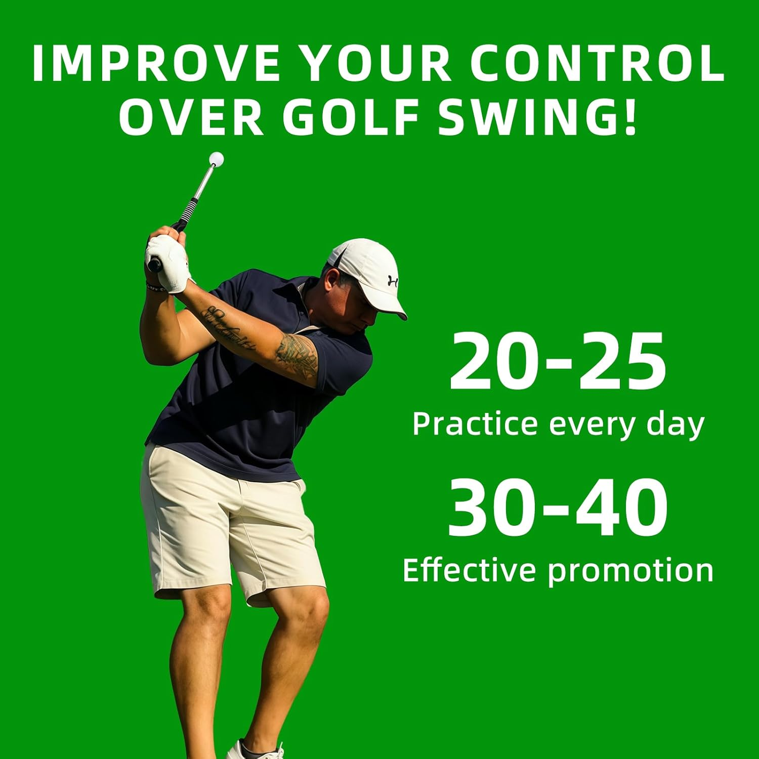 Retractable Golf Swing Trainer Aid, Golf Grip Trainer, Golf Accessories - Strength & Tempo Training for Chipping Hitting &ndash;Ideal for Beginners, Indoor & Outdoor Practice image number 5