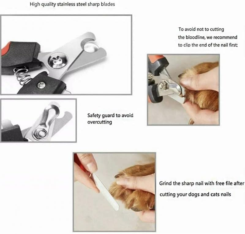 AIMALL Pet Dog & Cat Nail Clippers with Nail File &ndash; Professional Toe Trimmer Clipper Grooming Tool, 6.3&rdquo; Clipper & 5.5&rdquo; Nail File, Safe & Easy Grooming for Pets