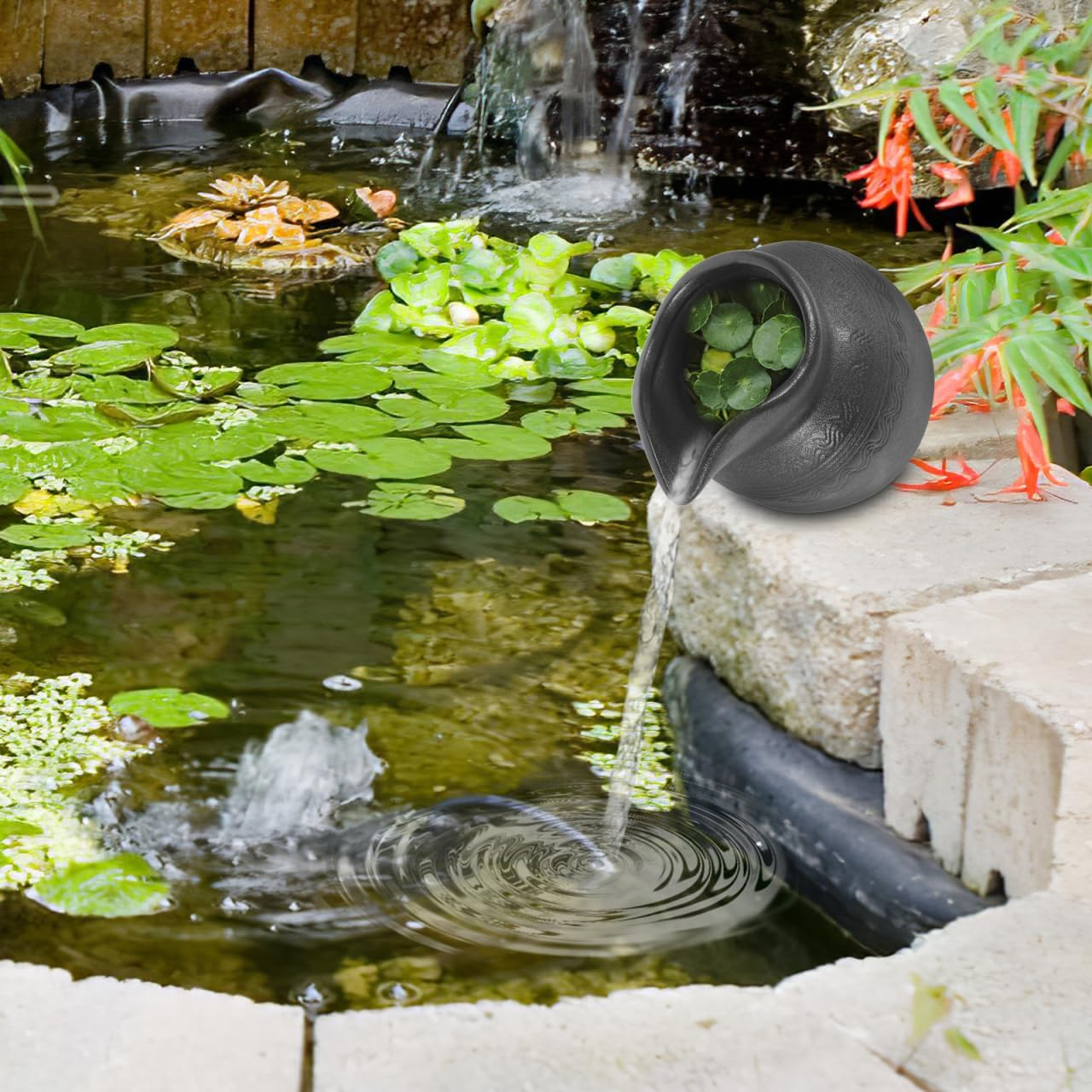 Balacoo Ceramic Jar Waterfall Landscape Decoration Outdoor Indoor Fountain Garden Courtyard Balcony image number 6