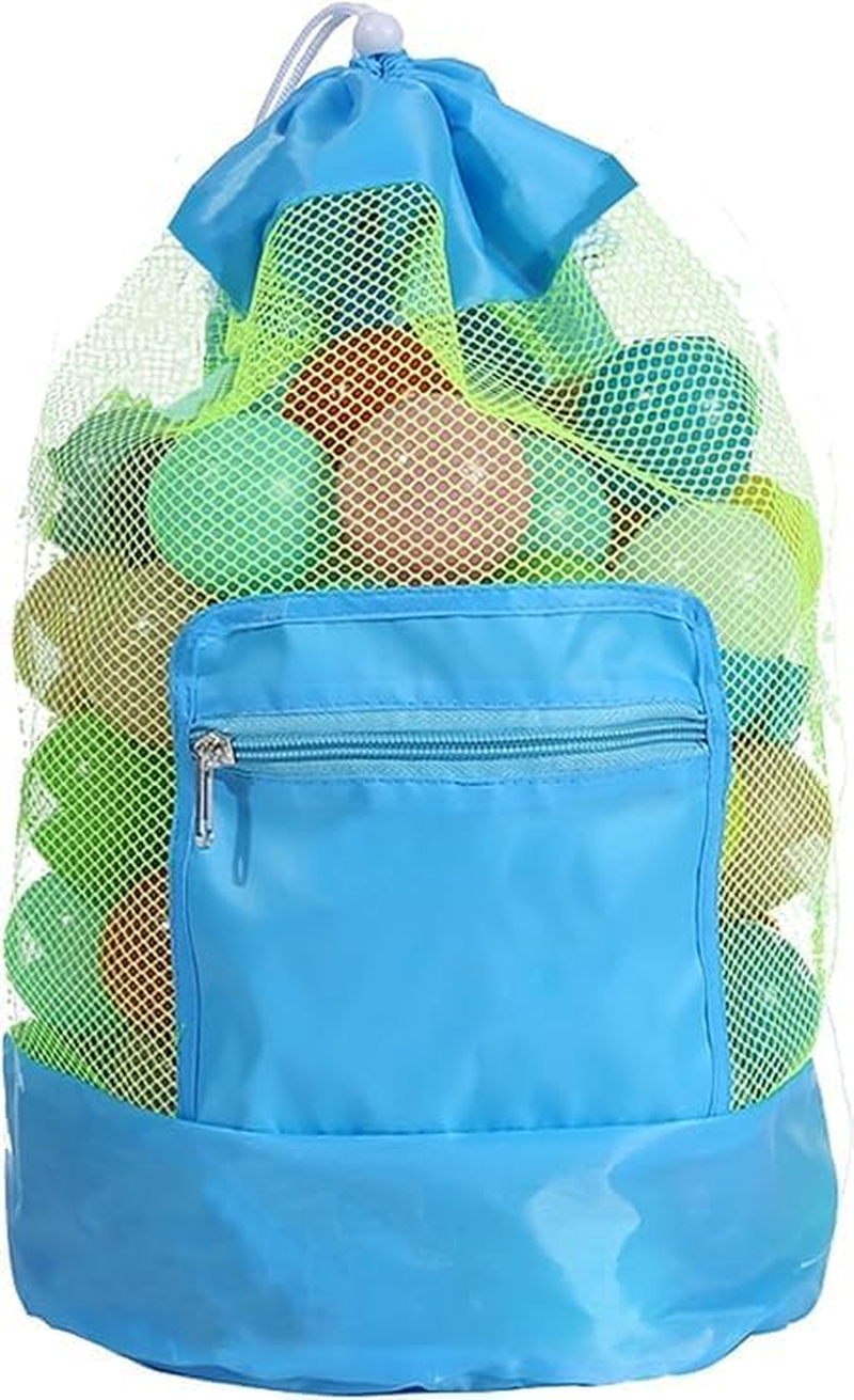 Drawstring Beach Toy Bag, 1Pc Portable Mesh Backpack Beach Tote, Drawstring Beach Shell Toy Bag Mesh Backpack for Beach or Pool, Blue image number 4