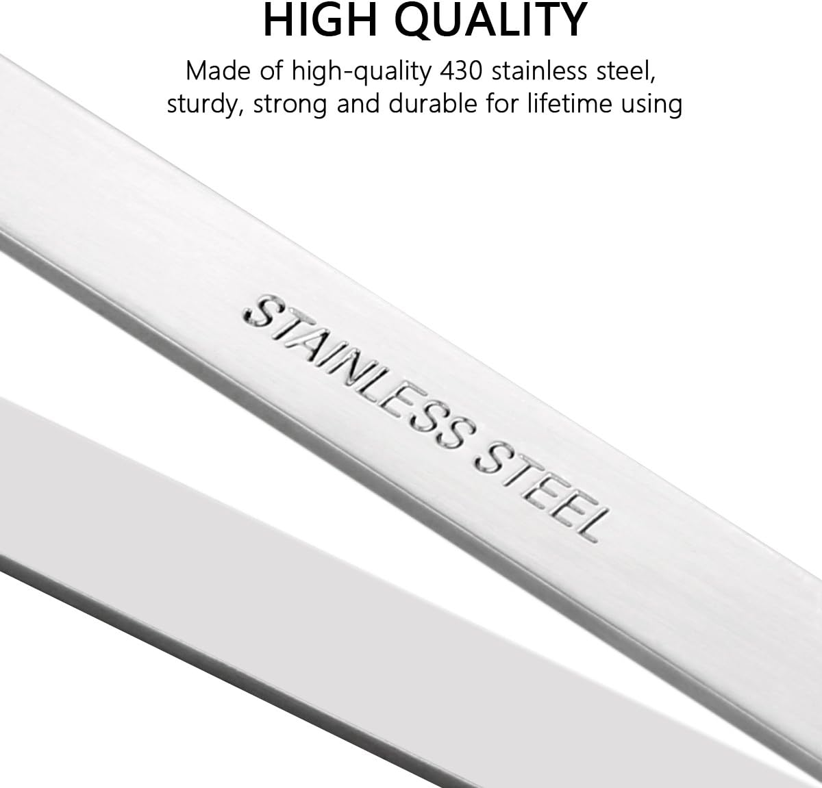 2 Pieces Fish Bone Tweezers, Stainless Steel Flat and Slant Tweezers Pliers Remover Tool (4.6") image number 5