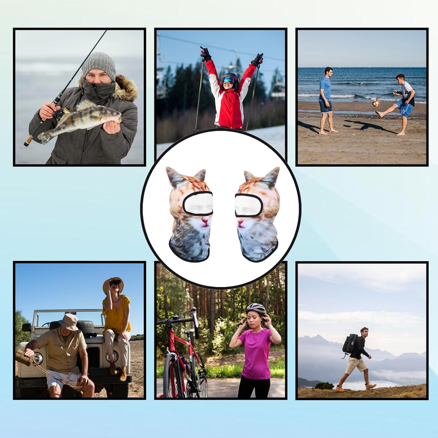 Mikovivi 3D Cat Ski Balaclava Sheisty Face Mask with Ears, Funny Animal Face Mask Balaclava Parties Music Festivals Outdoor Supplies