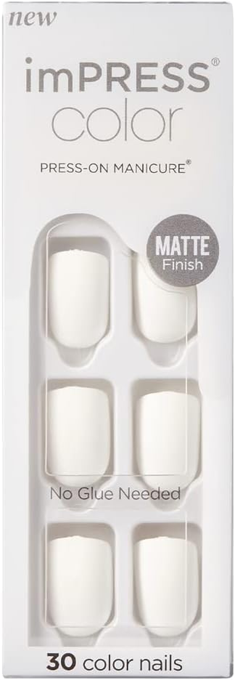 Impress KISS Color Press-On Manicure Fake Nails, Brie - Short Length, Matte, Polish-Free Solid Color Mani, Includes Prep Pad, Mini File, Manicure Stick, and 30 Fake Nails image number 1