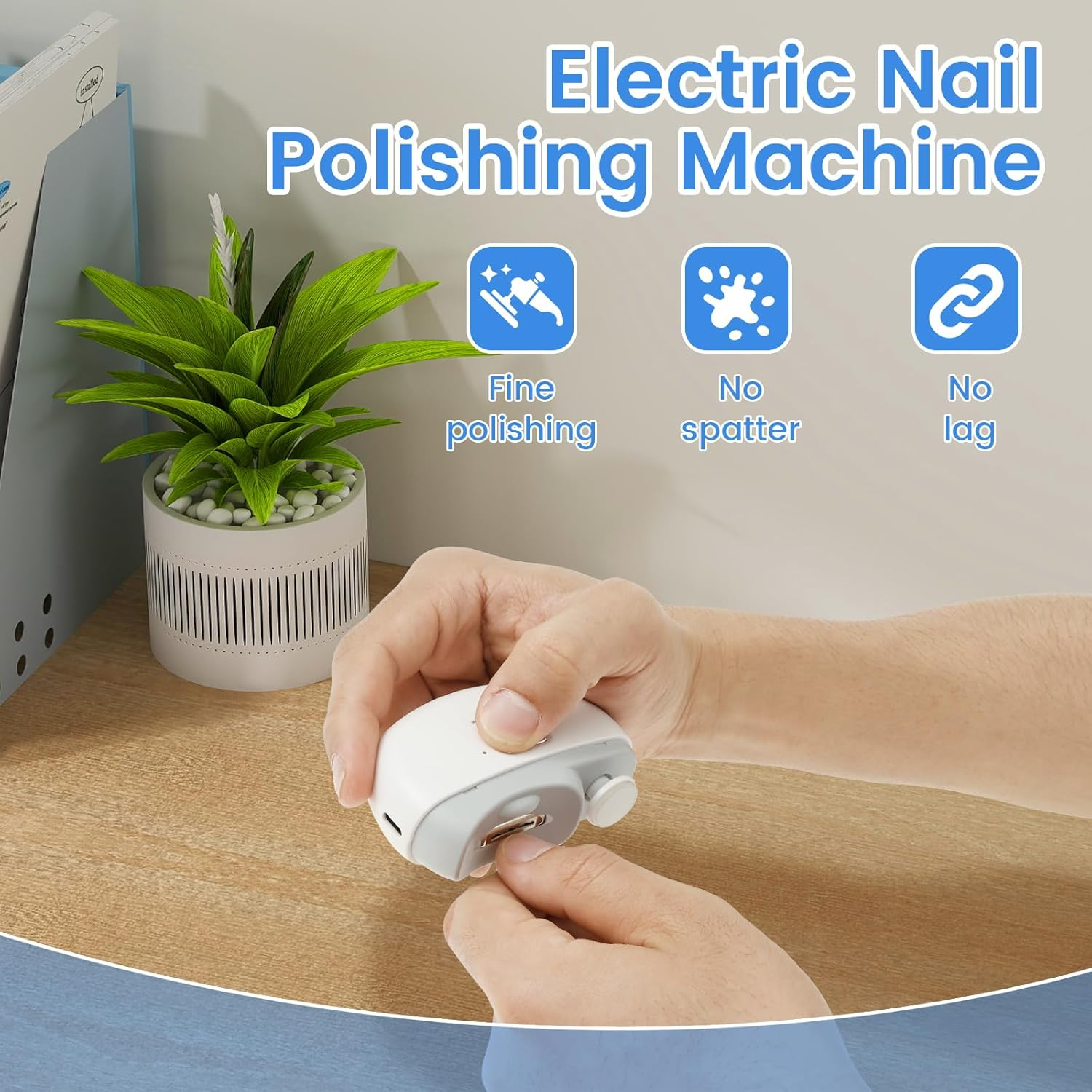 ZFLYCANP Electric Nail Clipper, Nails Anti-Splash Clip Storage, USB Rechargeable Power Manicure Grinder for Babies Kids Seniors Adults (White) image number 2