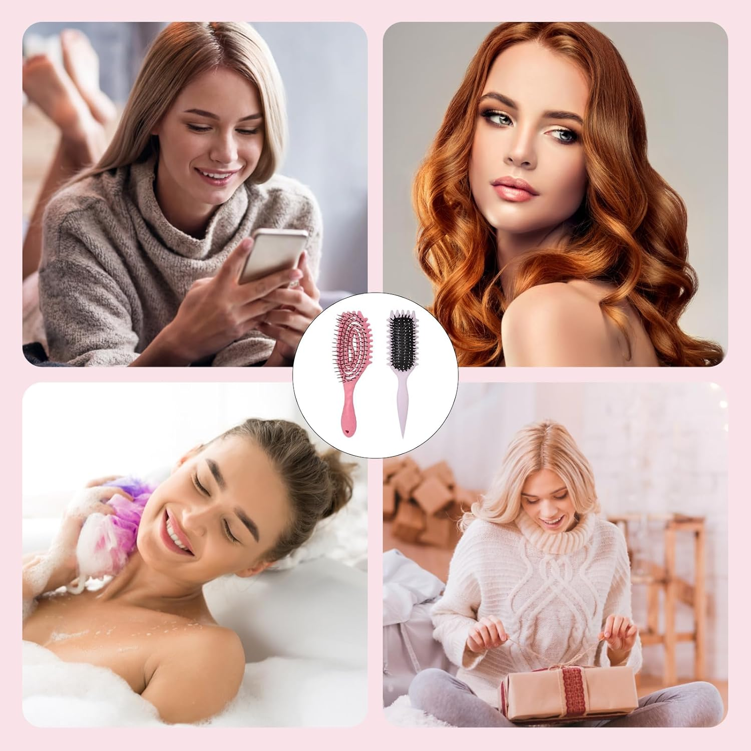 Curl Brush, 2-Piece Curl Brush Set, Brush for Curls and Curling Comb, Ideal for Curly Hair, Curling Brush for Natural Curls and Curly Hair Brush image number 6