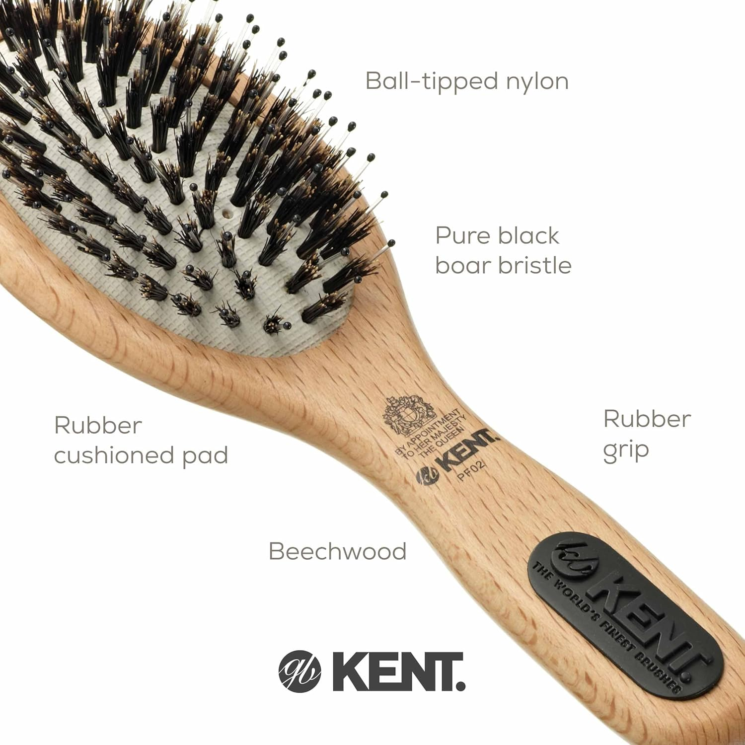 Kent Cushion, Bristle and Nylon Mix Hair Brush, Small