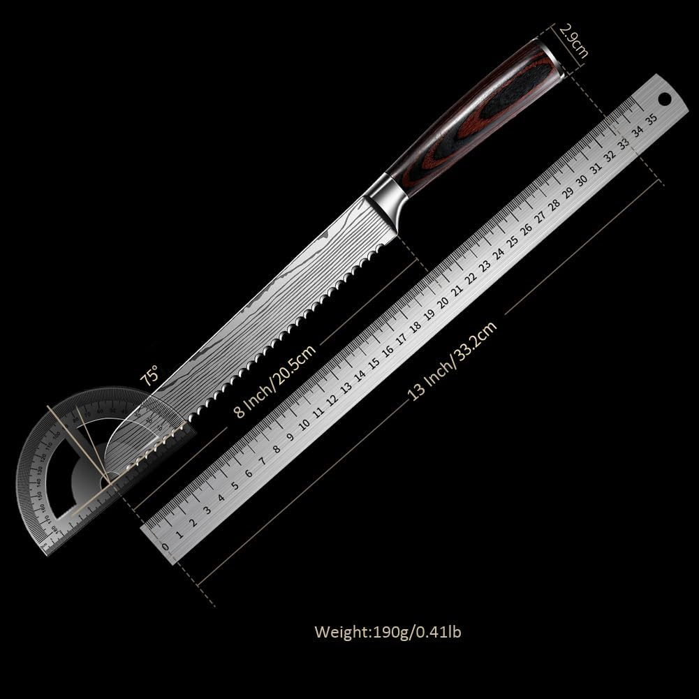 8 Inch Serrated Bread Knife High Carbon Stainless Steel Cake Cutter image number 6