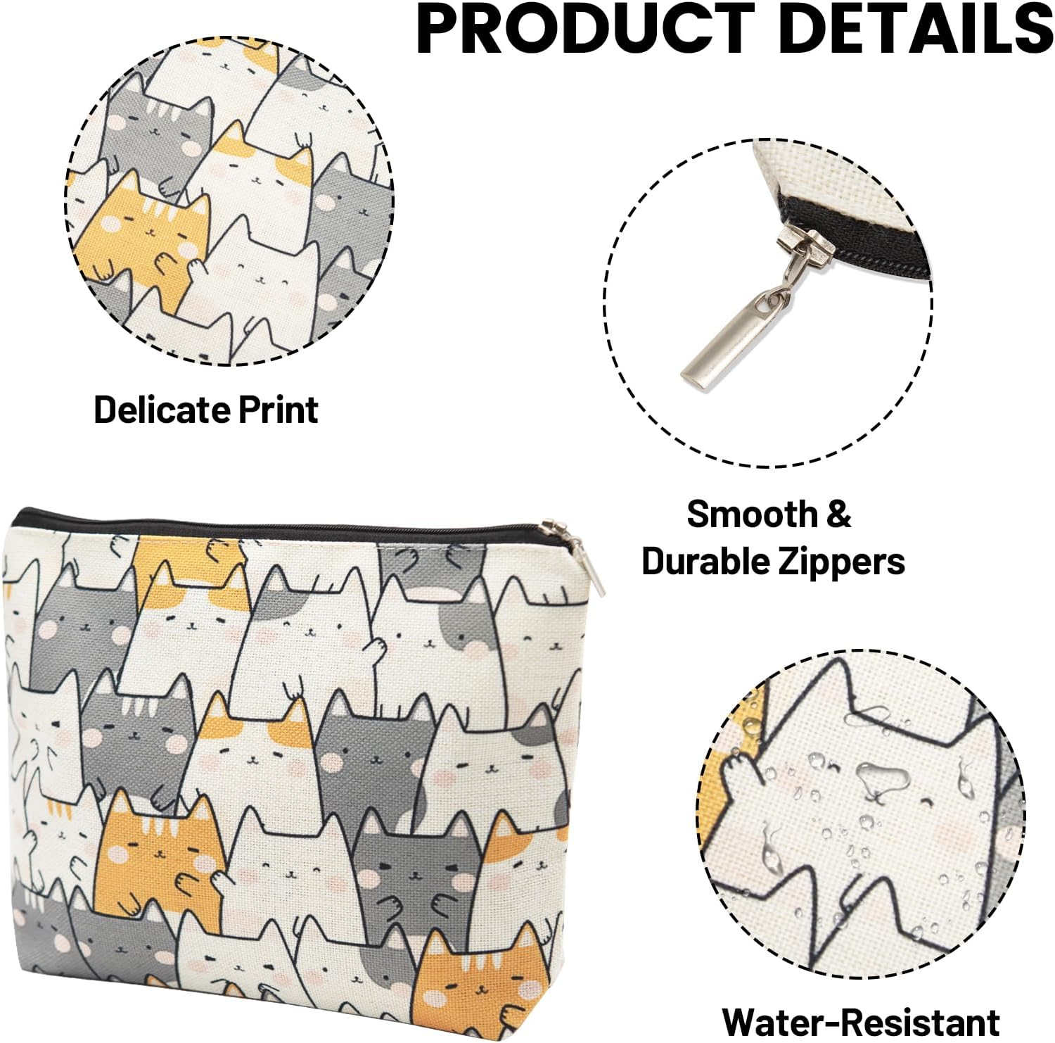LJCZKA Cute Cat Makeup Bags Portable,Small Travel Cosmetic Bag Storage Organiser Toiletry Bag Zipper Pouch,Cat Gifts for Women/Girls/Cat Lovers, Multicolor, Fashion image number 4