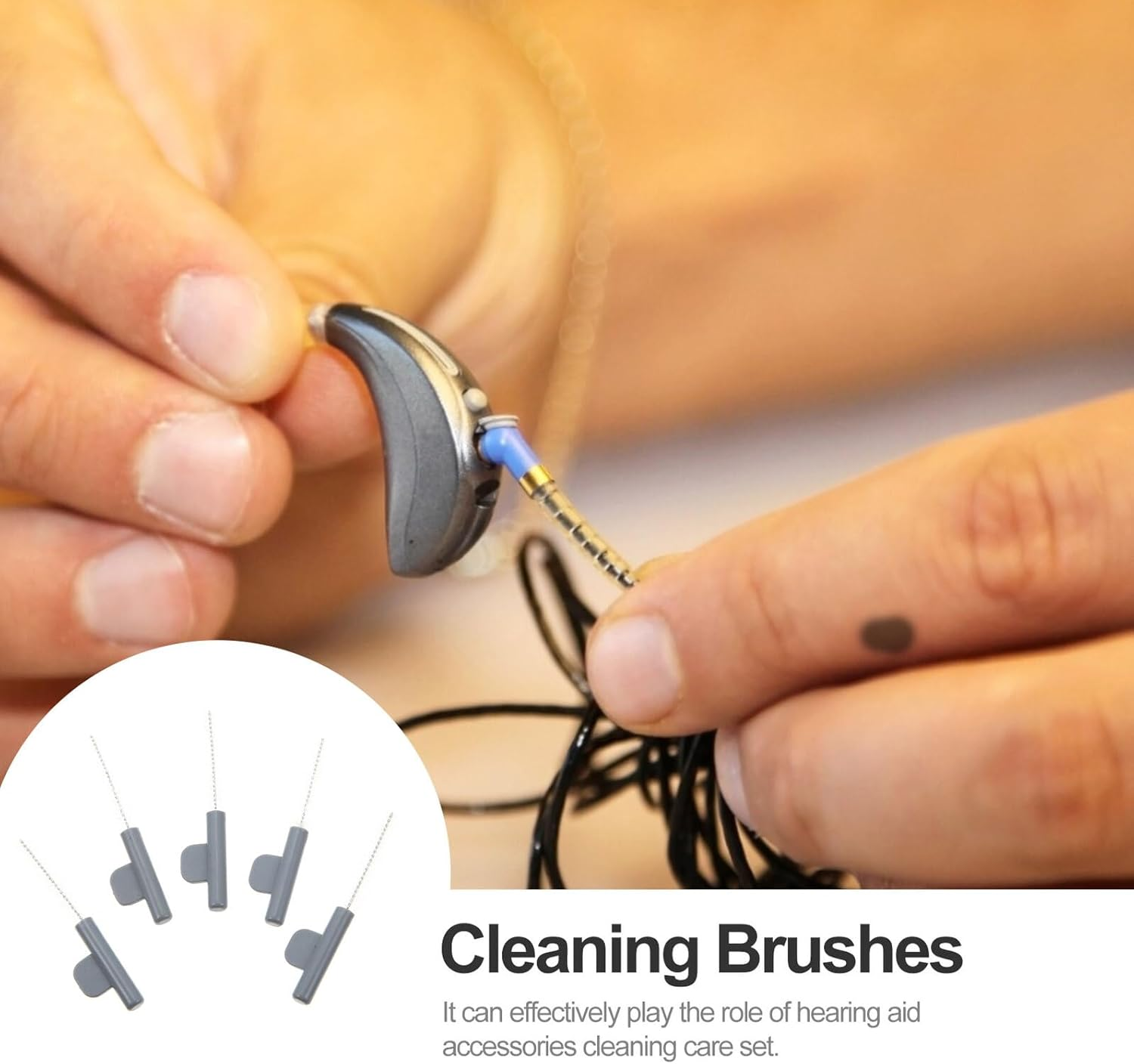 SAFIGLE Hearing-Aid Cleaner Brush Set 5Pcs with Handle Portable Maintenance Tube Cleaning Household Hearing Aid Accessories for Sound Tube Care image number 5