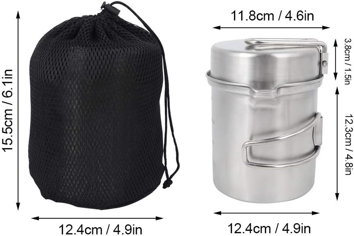 Hiking Pot, Outdoor Cookware Set, Portable & Compact Camping Cooker for Camping, Hiking, and Picnicking, Stainless Steel Cookware Set with Foldable Camping Cups and Mugs Pot image number 1