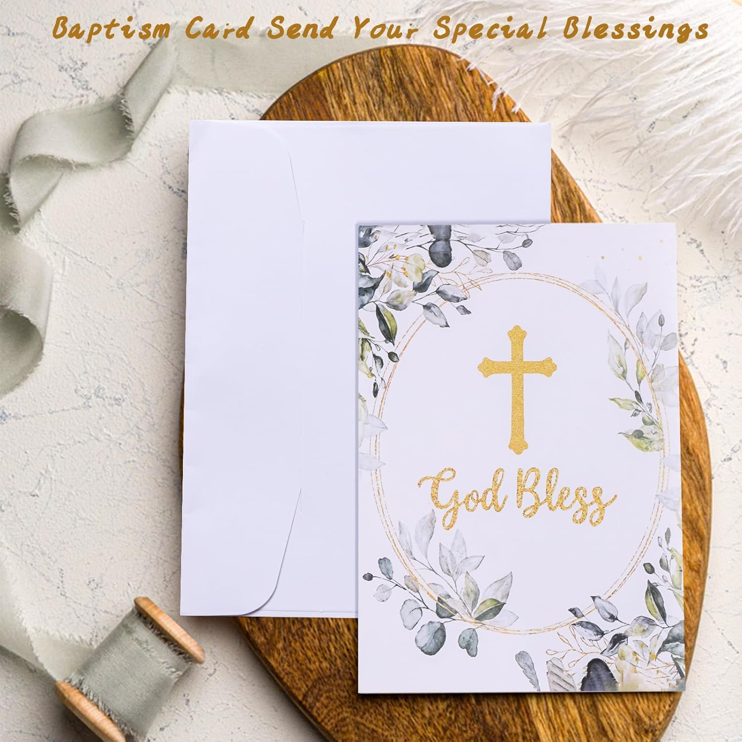 Baptism Gifts for Boys Girl First Communion Christening Gift for Boy Girls with Baby Blanket Baptism Card Picture Frame White Socks Bib image number 3