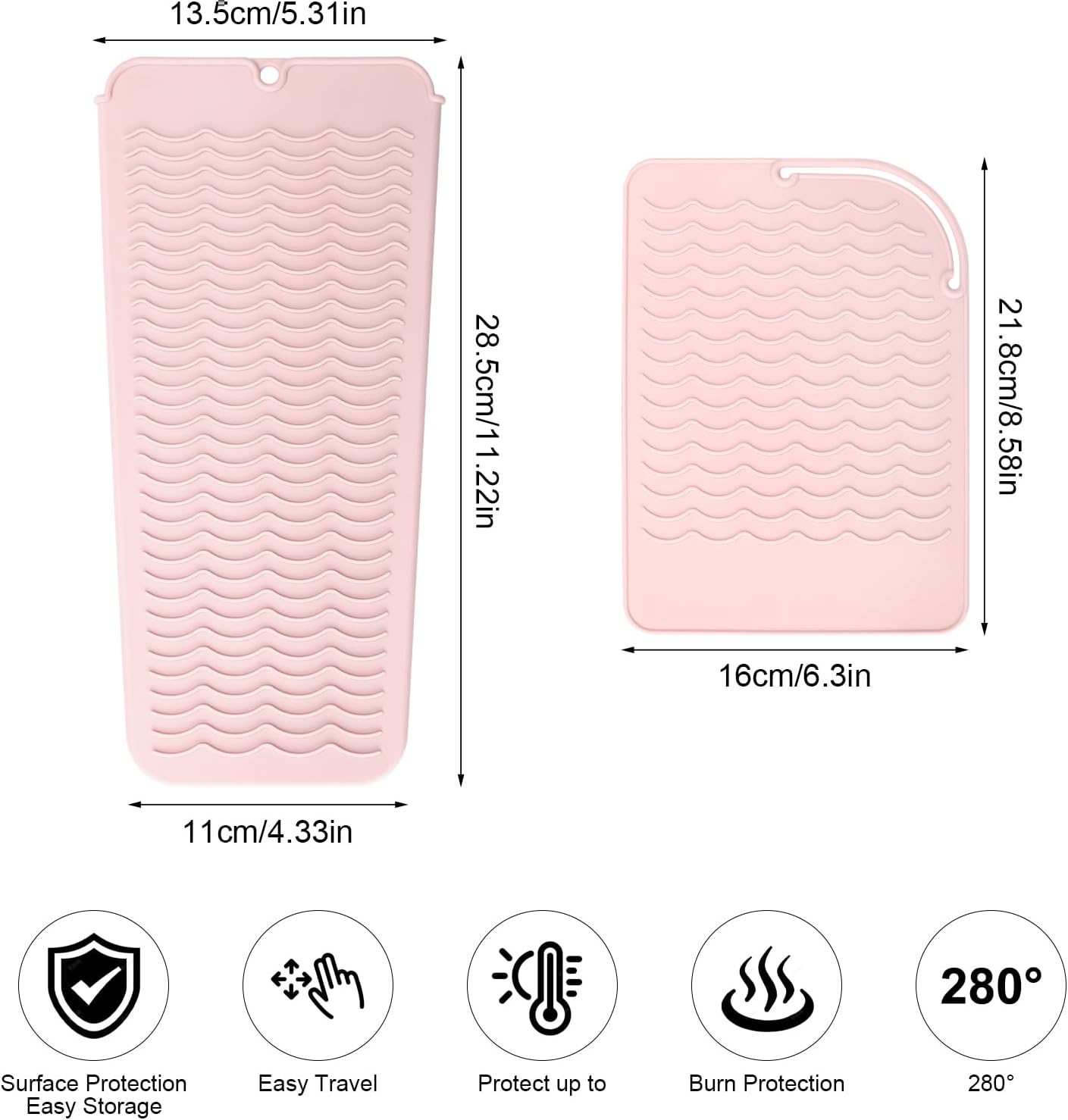 4 Pieces Heat-Resistant Silicone Mat with Hanging Hole Style for Curling Irons, Hair Straighteners, Heat-Resistant Underlay, Straighteners and Hair Styling Tools, Heat Mat, Straighteners, Heat image number 1