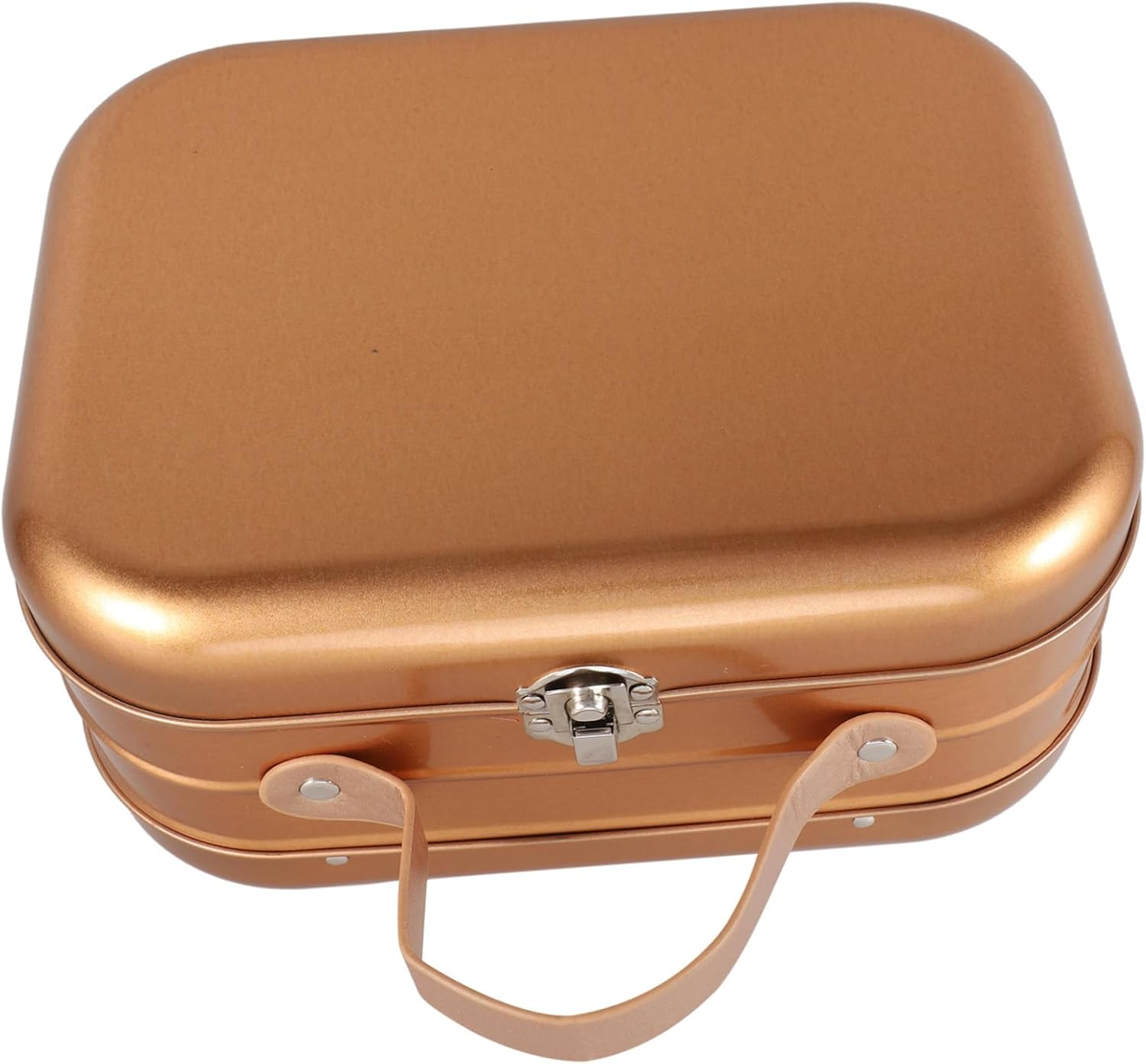 Tinplate Keepsake Storage Case Handle 220X170X108Mm Gold Handheld Packing Box Suitable for Gift Wrapping and Portable Organizing image number 4