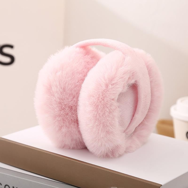 Wabmipe Winter Earmuffs Made of Artificial Fur, Warm and Cute. Fluffy and Foldable. Outdoor Skiing. Ear Warmers for Women and Girls - Black image number 2