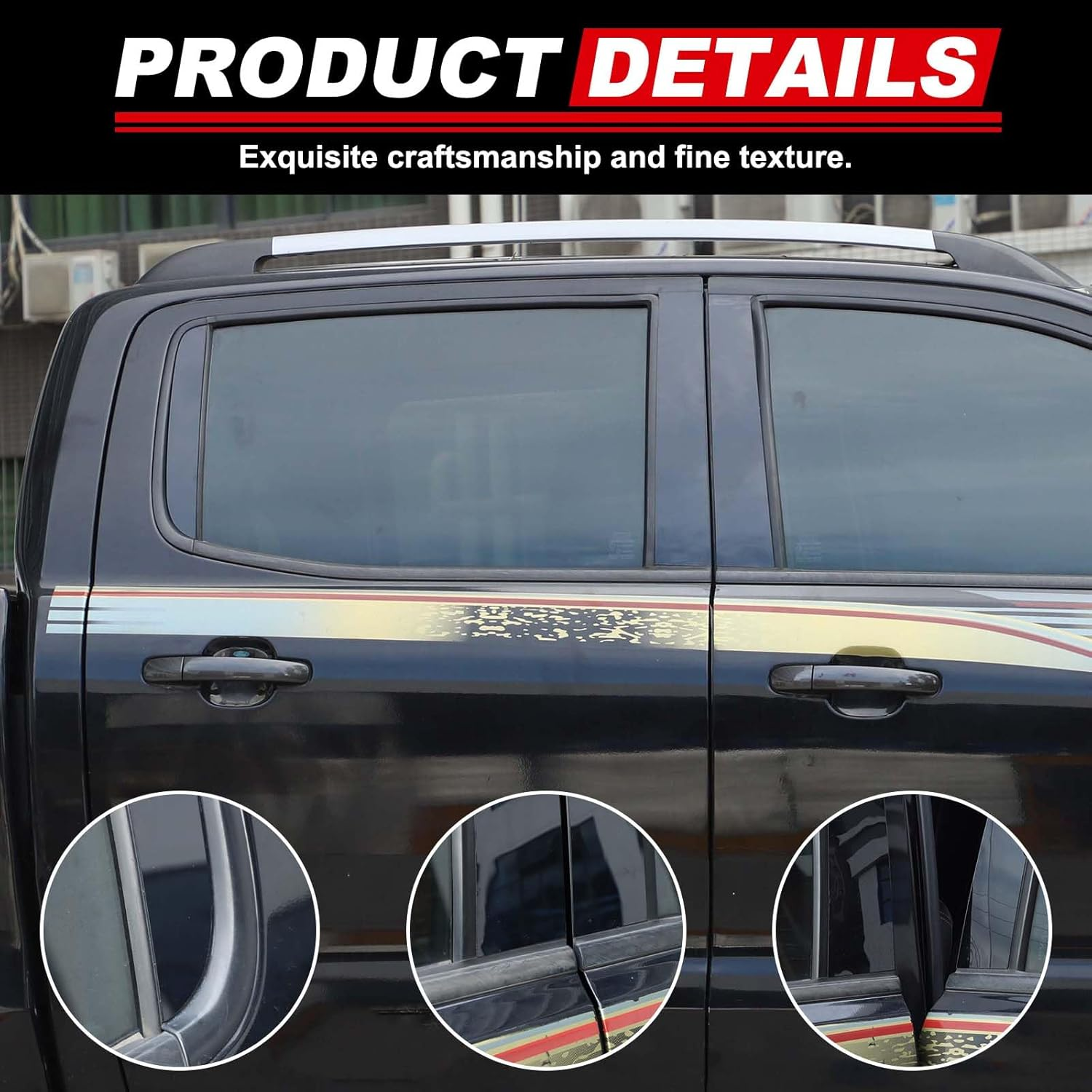 B-Pillar Cover Trim Compatible with Ford Ranger 2023-2025 Accessories | PC Material Center Pillar Post Panel Sticker | 6PC Set (2015-2021) image number 1