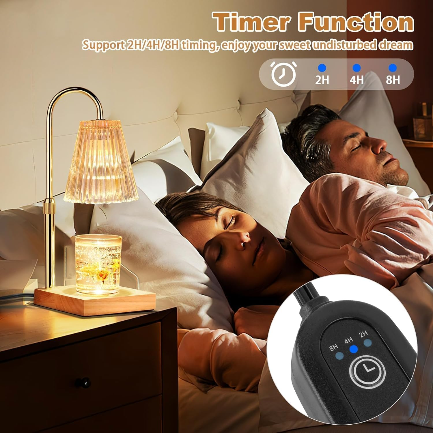 Qinghong Candle Warmer Lamp - Electric Candle Lamp Warmer with Timer & Dimmer Adjustable Height Candle Lamp for Jar Candles with 2 Bulbs Wax Melter Warmer Lamps for Home Decor Gift