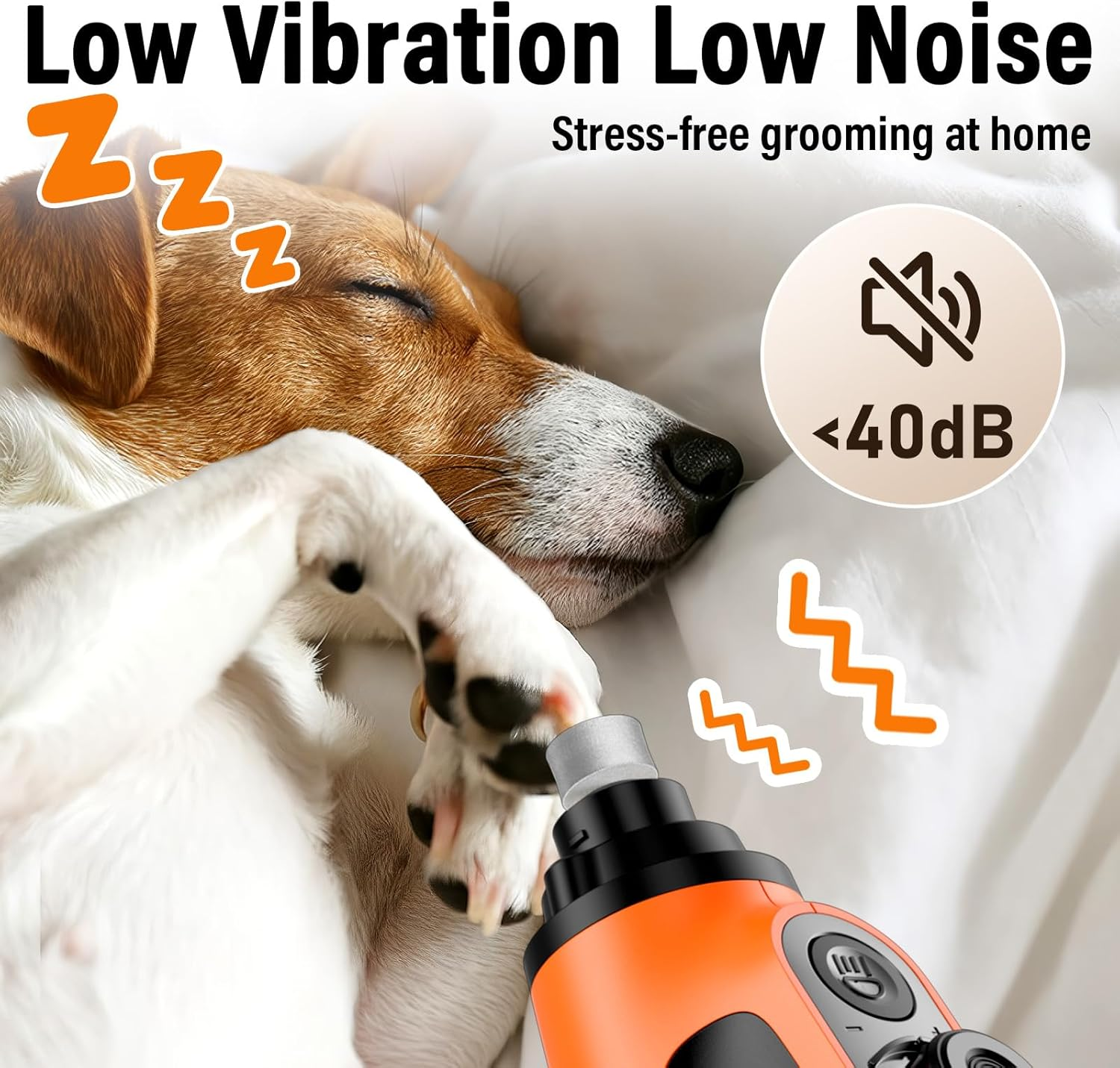 Casfuy Smart Dog Nail Grinder 6 Speeds - 50% More Power with 2 LED Lights Quiet Rechargeable for Small Medium Large Dogs Cats image number 5
