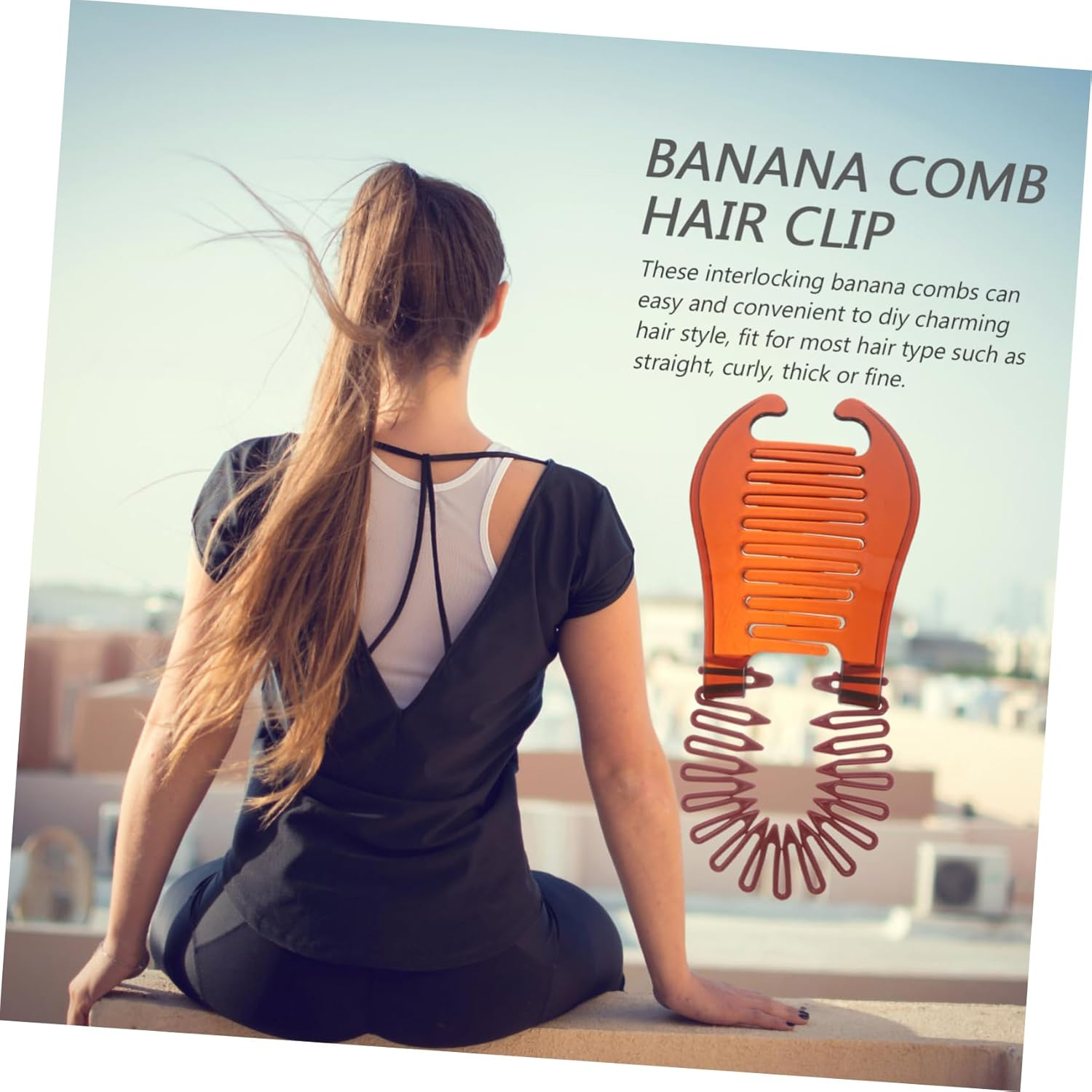 PAMINGONO Pack of 4 Interlocking Banana Combs Clips for Braiding and Styling Hair Comb for Women Thick Hair Double-Sided Hair Clip for Medium Length Curly Hair image number 3