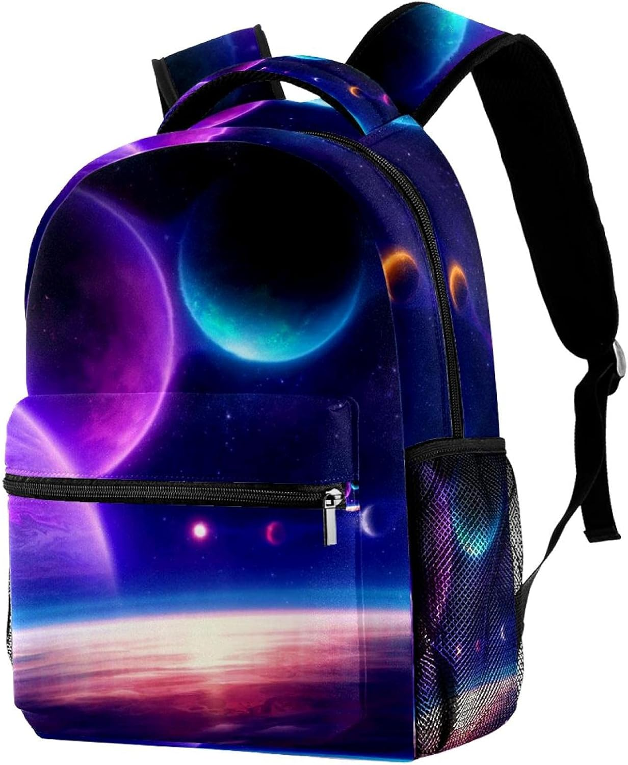 Fantasy Universe with Glowing Planets Backpack Students Shoulder Bags Travel Bag College School Tote Backpacks image number 3