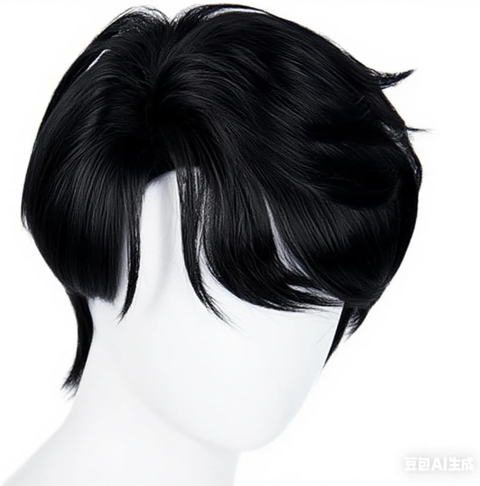Short Black Jinu Wig, Pixie Cut Synthetic Hair for Cosplay Anime Kpop Demon Hunters Saja Boys, Comic-Con, Parties, Costume Play, Comes with Wig Net Cap, Popular Hairstyle image number 1