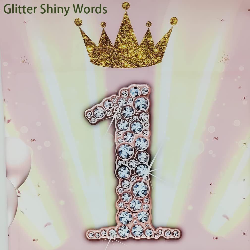 1St Birthday Decorations Party Decor for Girls Fabric Sign Poster Backdrop Banner Party Supplies Glitter Pink, 59"X35.4 image number 2