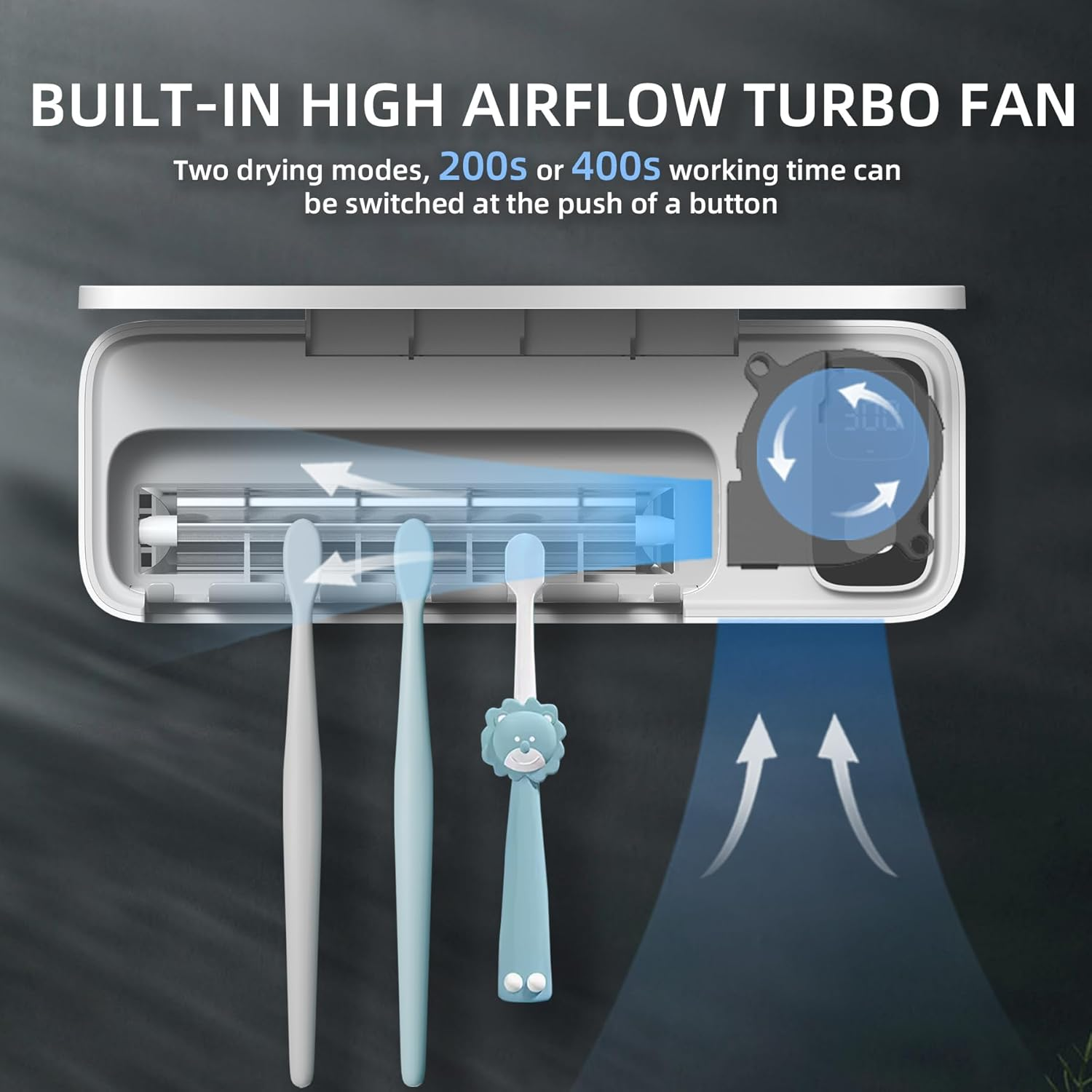 UV Toothbrush Sanitiizer and Holder, Strong Saniti Zer Air Drying, 200S and 400S Timed Toothbrush Case, 2200Mah Rechargeable Cordless Wall Mounted Home Toothbrush Steril Izer image number 4