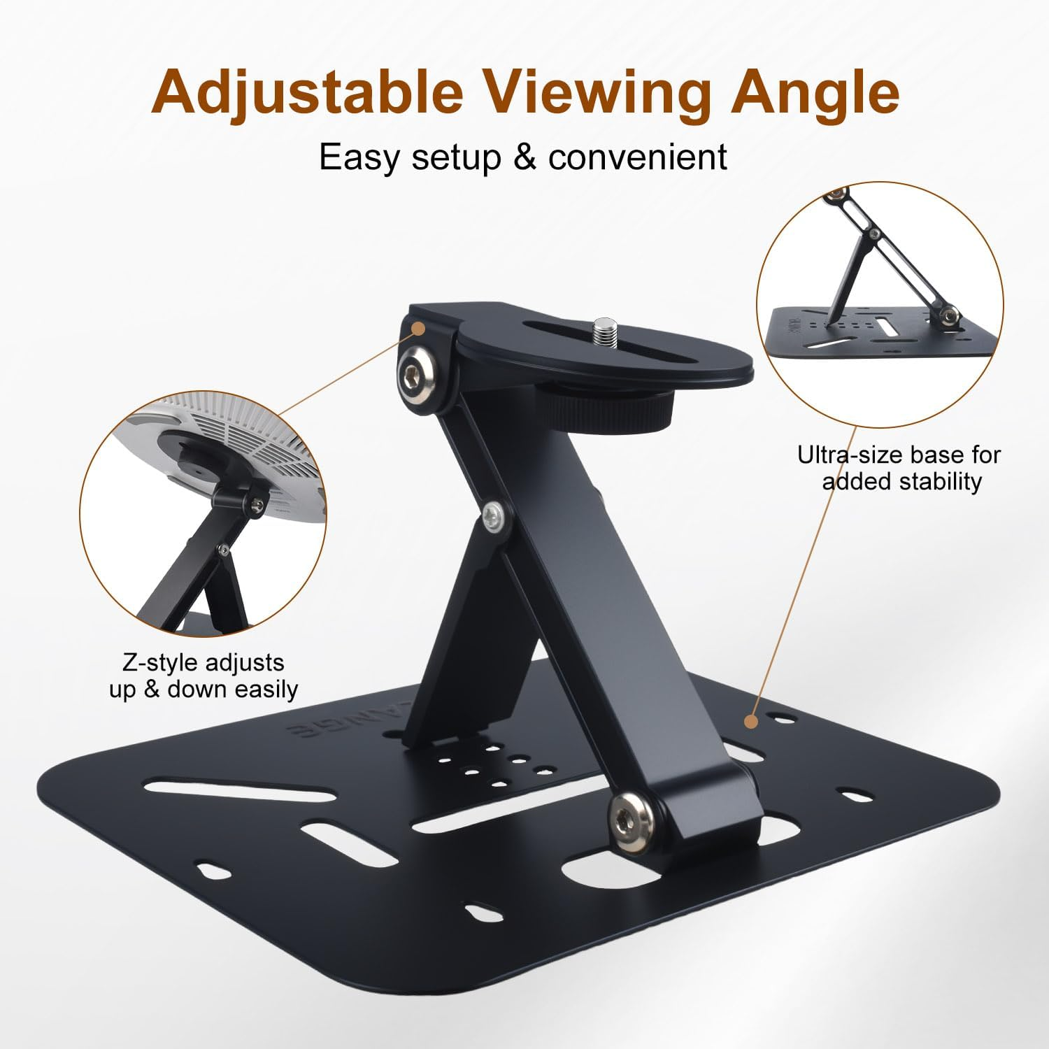3-In-1 Mini Projector Stand,Foldable with 1/4 Screw Projector Mount, Easy Setup, Portable and 180&deg; Adjustable, Projector Mount Compatible with Most Projectors,For Table/Wall/Ceiling/Outdoor (Black) - Luxury Black image number 2