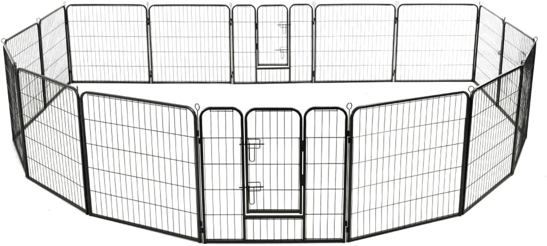 Dog Playpen 16 Panels Steel 80X80 Cm Black Pet Exercise Pen Indoor Outdoor image number 5