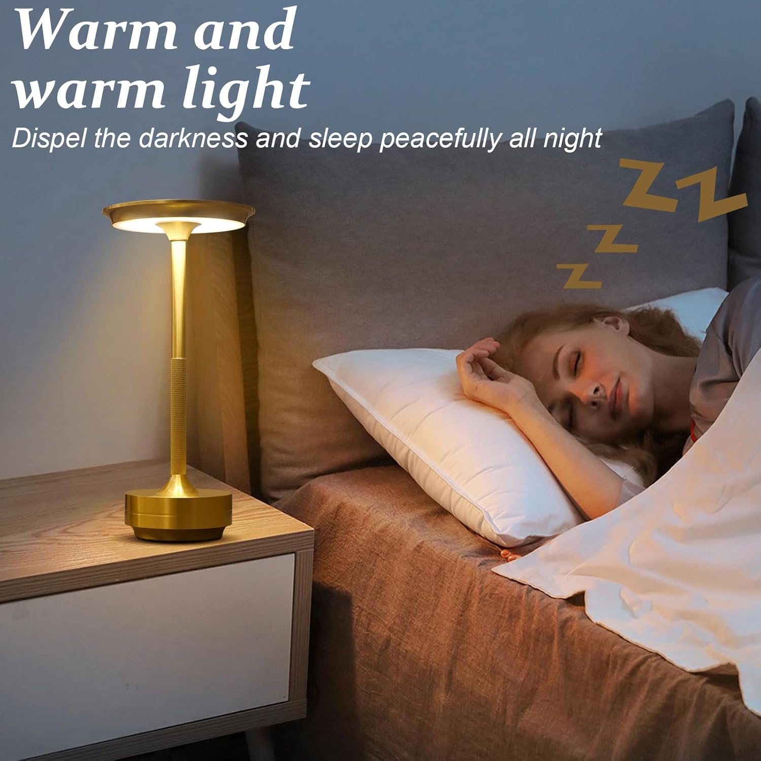 Starhot&mdash;&mdash;Rechargeable Cordless Table Lamp - 3000Mah LED Desk Lamp with USB-C Charging, 3-Color Stepless Dimming, Memory Function, IPX4 Waterproof, Cordless Lamp,For Bedroom/Outdoor/Dining/Patio (Gold)