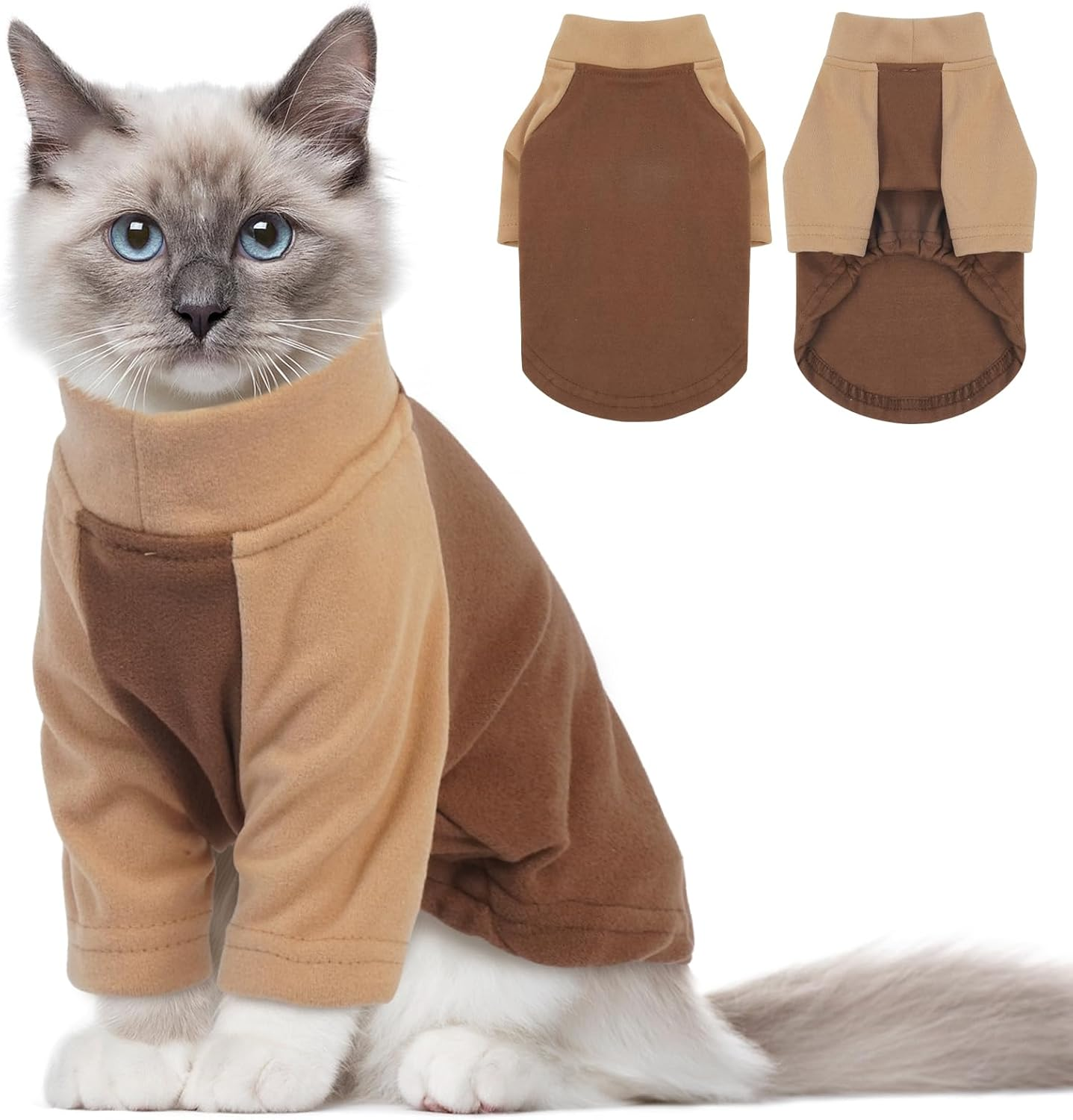 DENTRUN Cat Jumper, Cat Sweater, Cat Fleece, Cat Warm Coat, Cat Pajamas, Hairless Cat Outfit, Cat T Shirt, Cold Weather Cat Pullover,Cat Cloth image number 3