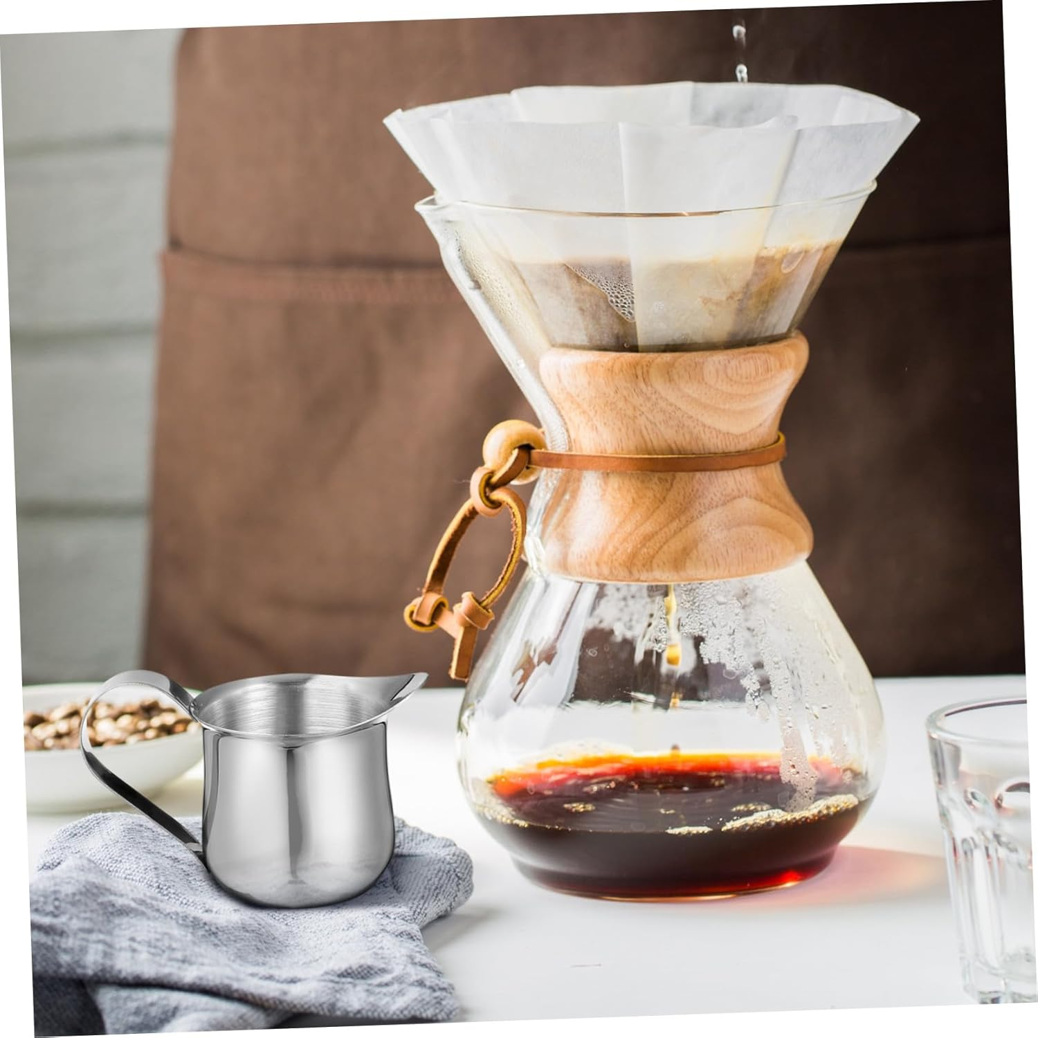 4Pcs Stainless Steel Milk Cups Small Espresso Shots Pitcher for Coffee Frothing Latte Art Serving Condiments Stylish Creamer for Home Bar image number 6