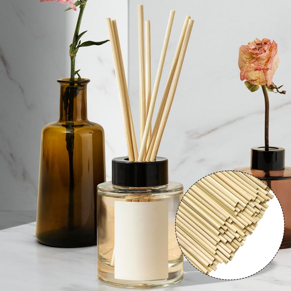 WELANE round Wood Sticks, 100 PCS Unfinished Bamboo Sticks for Arts Craft, DIY Crafts Projects image number 1