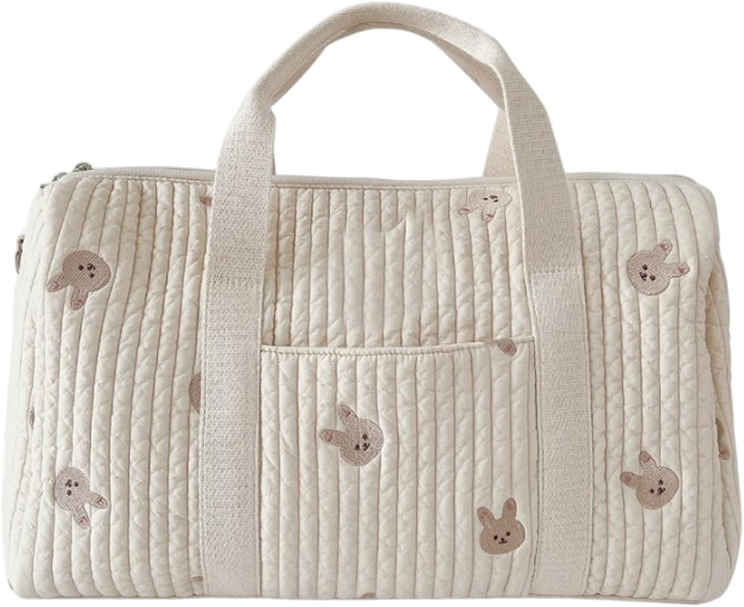 Diaper Bag, Crossbody/Tote Cute Cotton Quilted Duffle Bag with Removable Strap, Large Capacity for Walking Shopping Picnics Travel, Diaper Tote image number 5