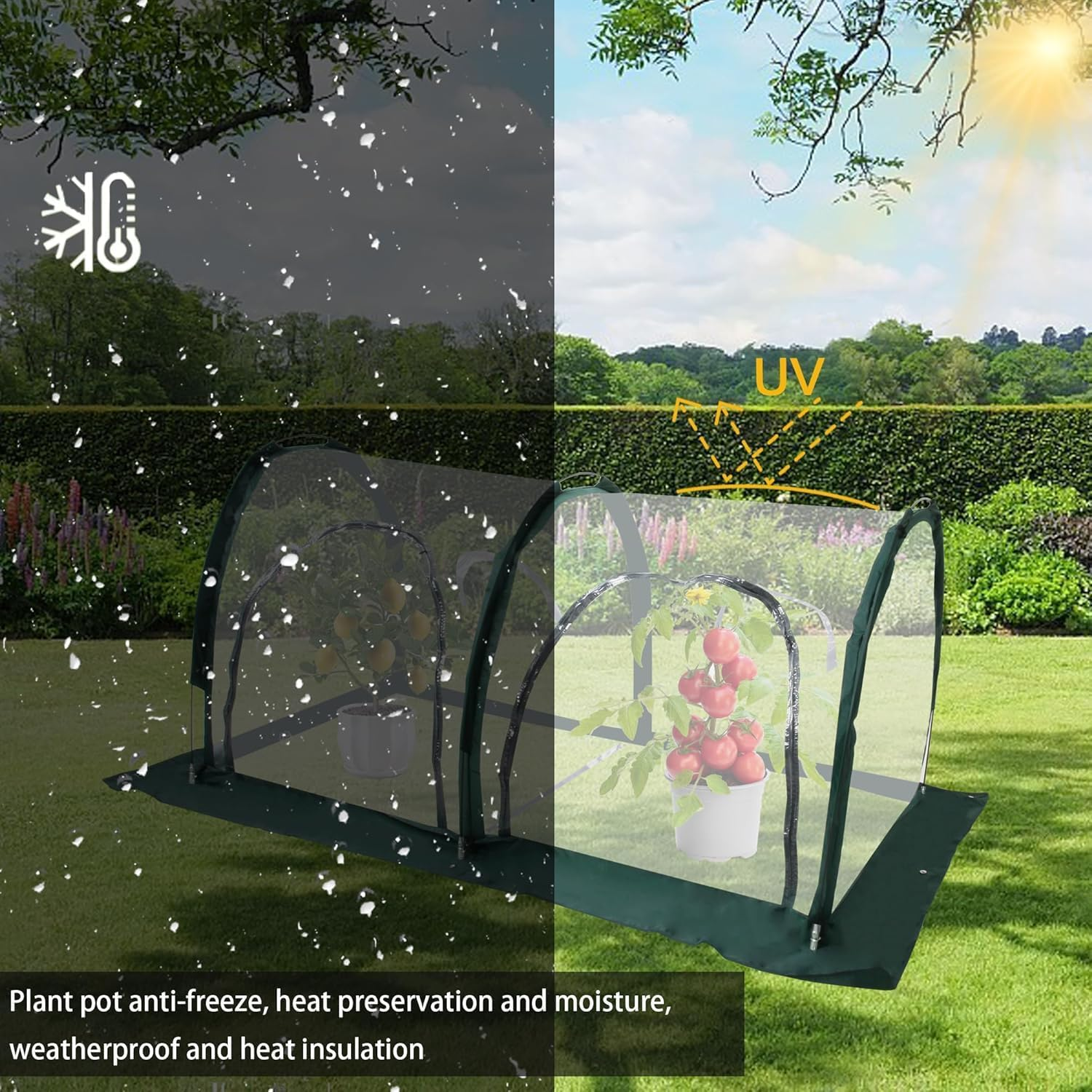 Foil Greenhouse - Tunnel Cover Transparent Plant Enclosures, Compact Portable Greenhouse Cover | Environmentally Friendly Plant House Covers with Effective UV Shielding, Waterproof (51*19*23 In image number 1