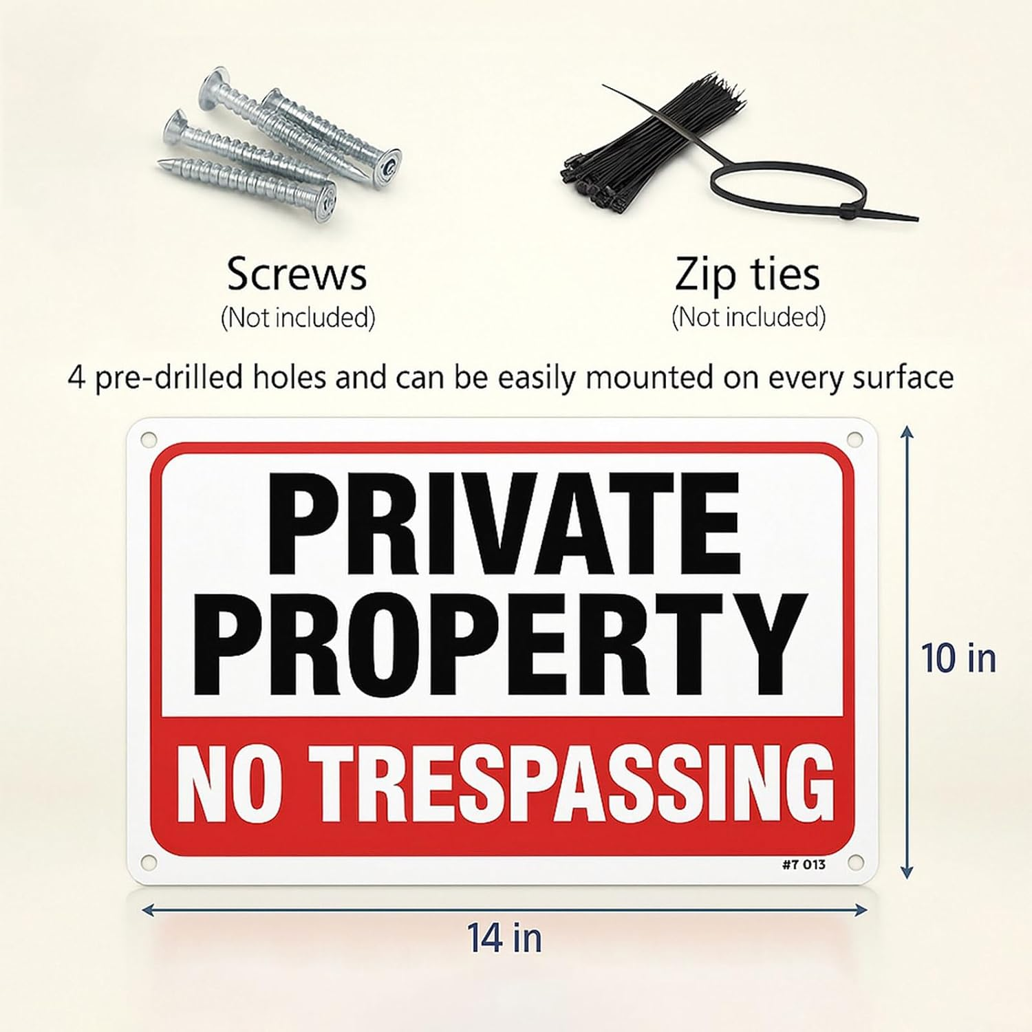 Large No Trespassing Sign, Private Property Metal Sign 10X14 Inch, Rust-Free Aluminum, Durable, Weatherproof, UV Ink Printing - Ruibex (4-Pack) image number 3