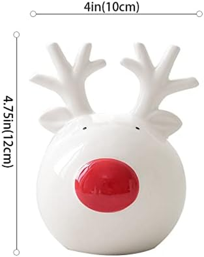 Porcelain Christmas Reindeer Figurine, Animal Reindeer Decor Deer Statues Sculpture Christmas Tabletop Decoration Ornaments for Cabinet Mantel Shelves Fireplace Home D&eacute;cor Accents Figurines image number 3