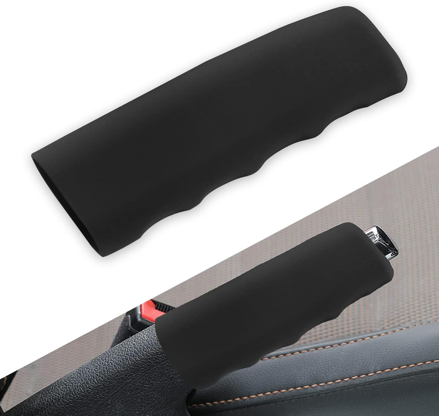 1 PC Car Handbrake Cover, Silicone Decorative Cover, Wave Shaped Handbrake Protector, for Car Brake Levers (Black) image number 3