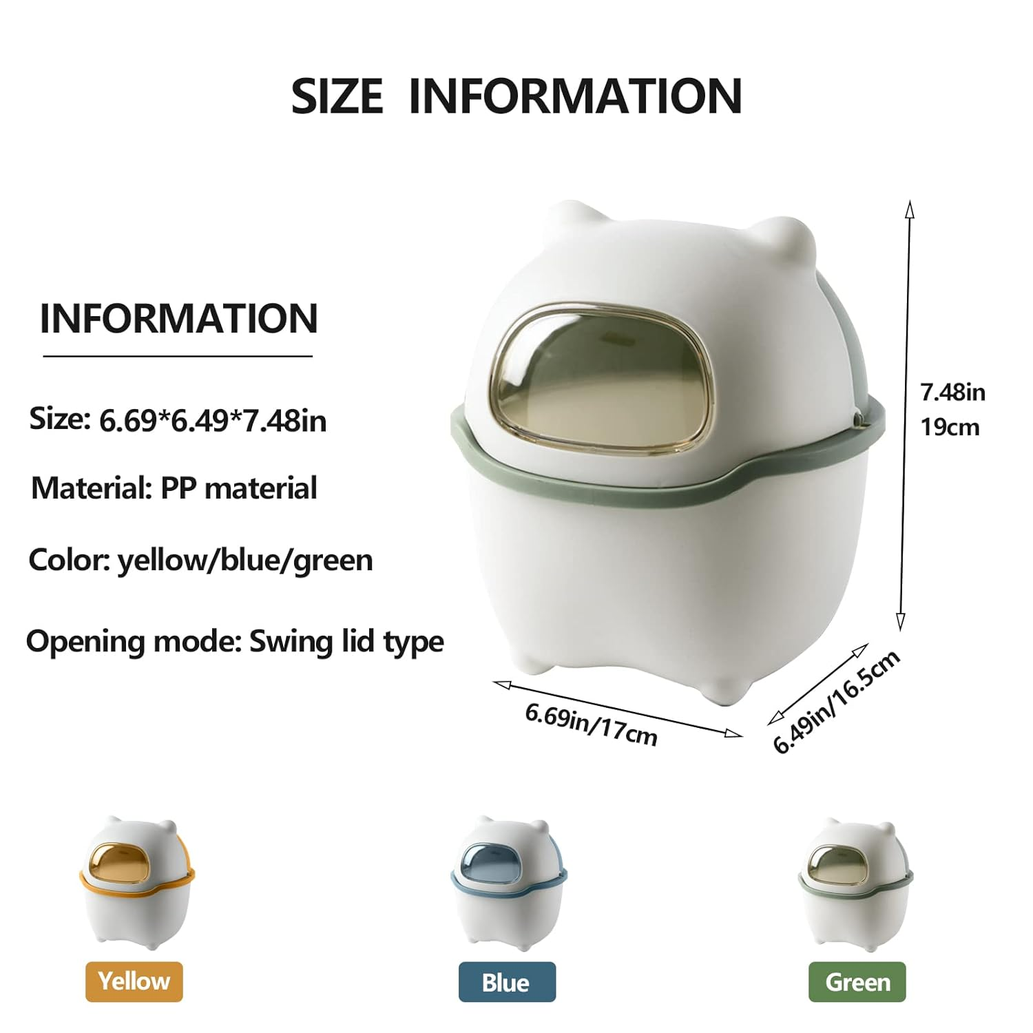 Benshukam Mini Desk Trash Can Flip Countertop Garbage Bin Small Trash Can Bathroom Trash Cans with Lids for Kitchens, Offices, Waste Basket for Dressing Table (Green)