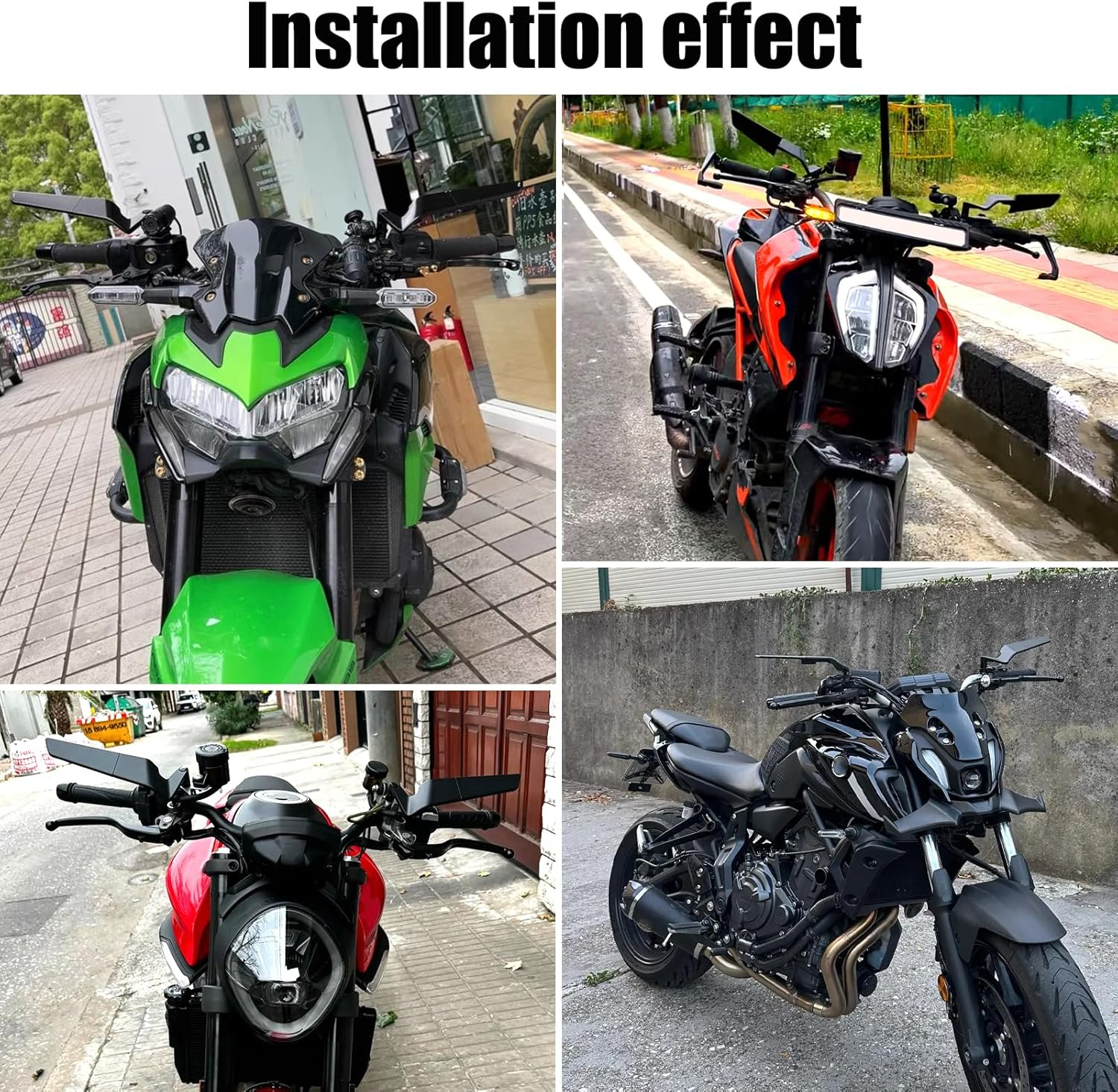 KAIQIVEM Motorcycle Mirrors Stealth Wind Wing Side Rearview Mirrors Compatible with Z900 Z650 Z500 Z400 MT03 MT07 MT09 SP MT10 CB750 Hornet 1000 GSX-8S GSXS 750 1000 Svartpilen 401 image number 4