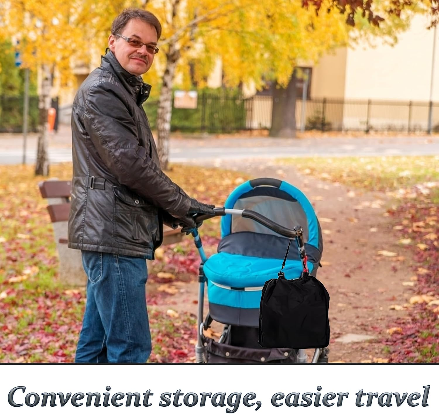 Stroller Bag for Airplane, Foldable Pram Bag for Airplane, 3Pcs Durable Stroller Travel Bag, 52 * 50Cm Portable Stroller Bag,Suitable for Use When Traveling or Going Out (Black) image number 4