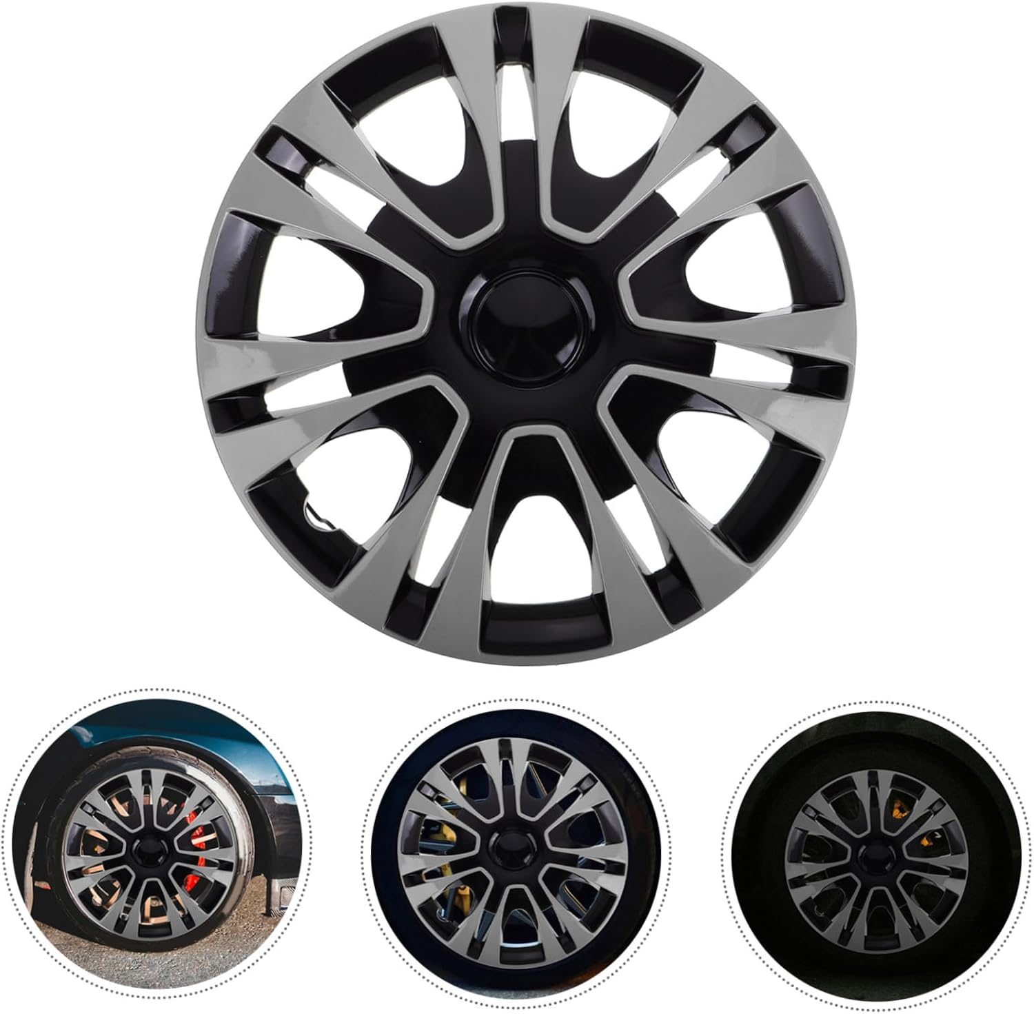 PAMINGONO 13-Inch Silver Hubcap Replacement Wheel Center Cap Universal Fit Automotive Tire Hub Cover for Cars Compact Vehicles image number 1