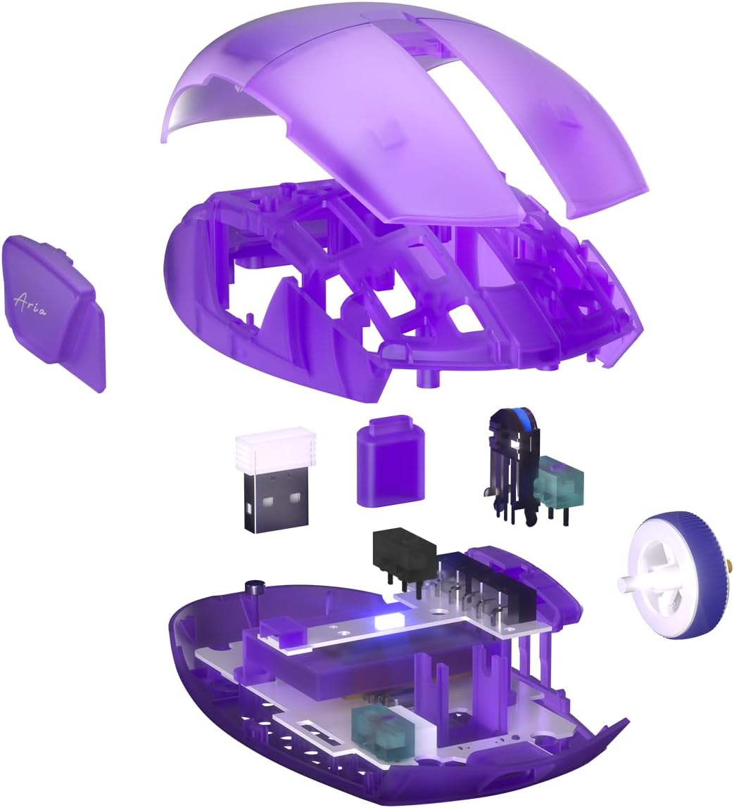 Fantech Aria XD7 Atomic Wireless Gaming Mouse, Tri-Mode Connection Pixart 3395 Gaming Sensor 26000 DPI, HUANO Switches, 59 Grams Lightweight Ambidextrous Egg Shape for PC & Laptop - Purple image number 1