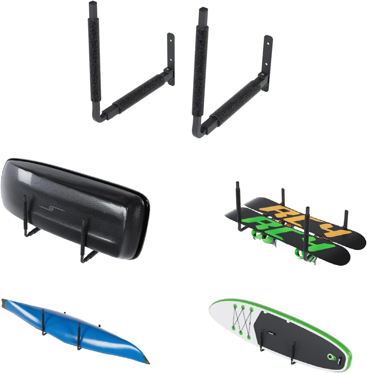 QLS Roof Box BOX1 Black Wall Mount Holder for Storage of Garden Tools, Ski, Sports Equipment, Surfboard - 57 Cm