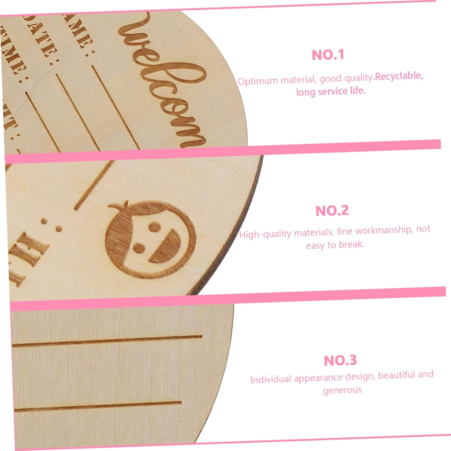 Kisangel 6Pcs Wooden Milestone Signs Photo Props Durable Birth Announcement Cards for Newborn Boys Monthly Keepsake Plaques to Record Growth - Multi image number 5