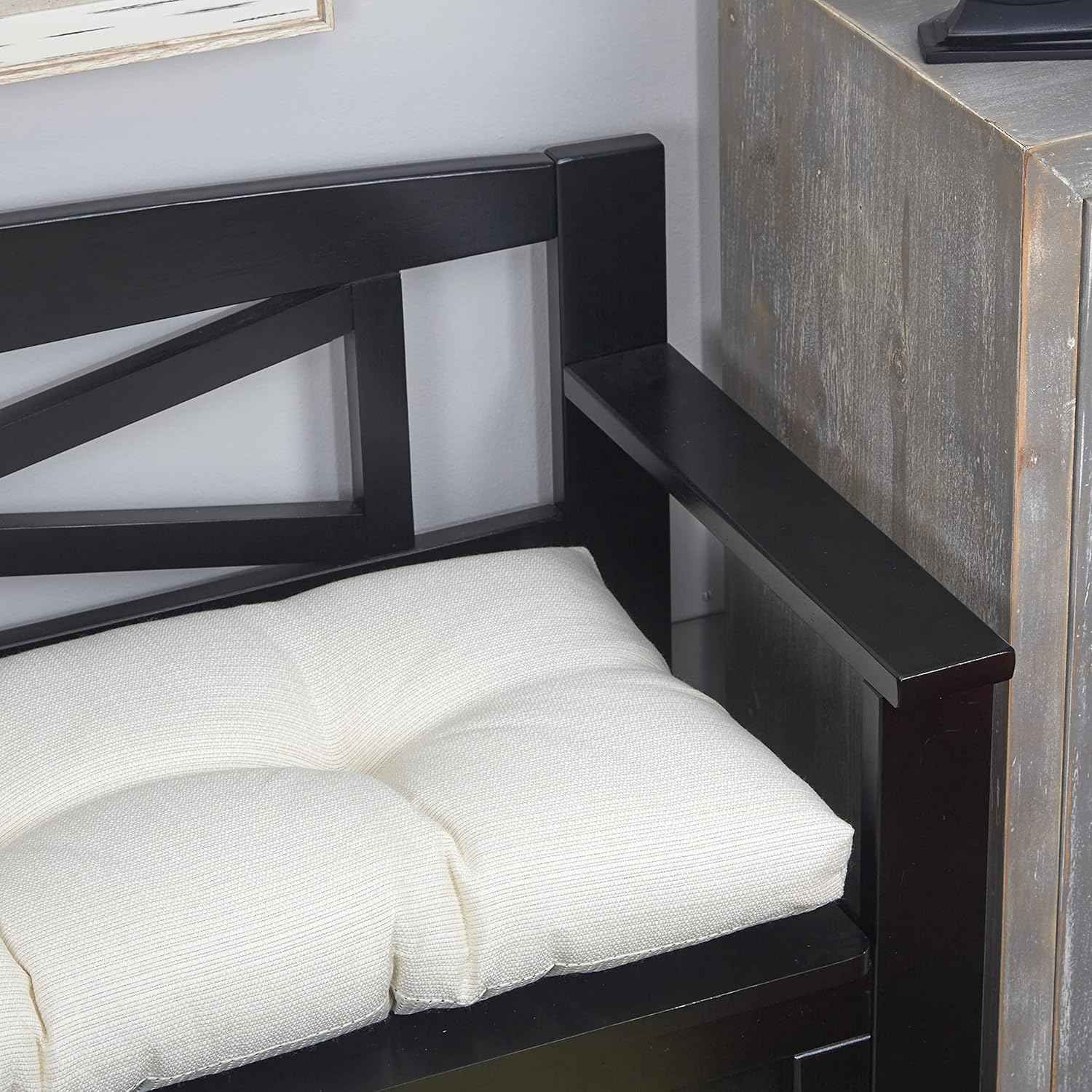 Klear Vu the Gripper Omega Non-Slip Tufted Bench Cushion for Indoor Furniture, Entryway Storage, Bay Window, Corner Nook or Piano Seat, 35 Inches, 01 Ivory