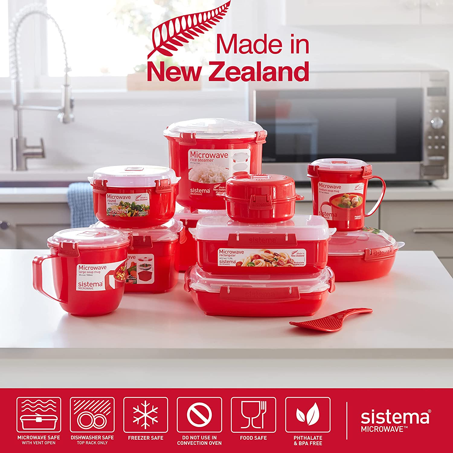 Sistema Microwave 3.2L Large Microwave Steamer, Red image number 3