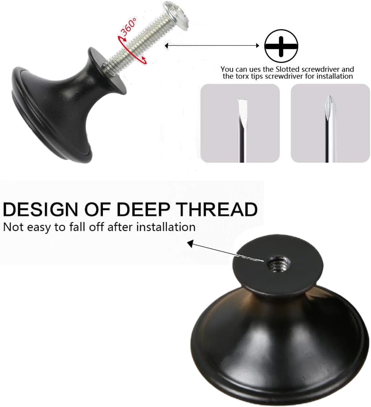 18 Pcs Black Cabinet Drawer Knobs, 1.13" Pulls and Handles with Screws, Kitchen Hardware for Dresser, Bathroom image number 6