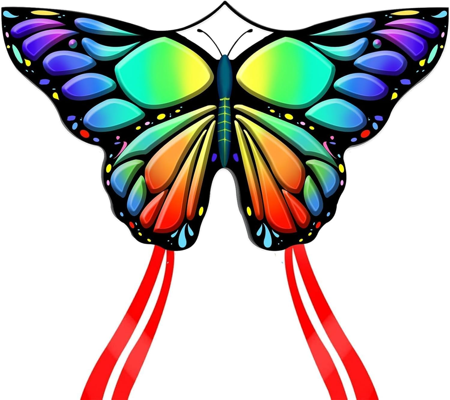 Simxkai Butterfly Kite for Kids & Adults, Easy to Fly Blue Big Kite for Beginners, 300Ft Line Handle Included (1Pack 2Pack)